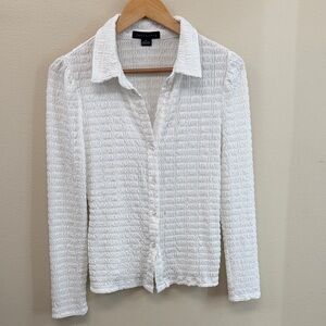 Sanctuary White Button Down Ribbed Top SzM